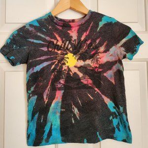 Upcycled Bleached&Dyed Old Navy, Chill Vibes T-Shirt, Kids Size Small (6-7)